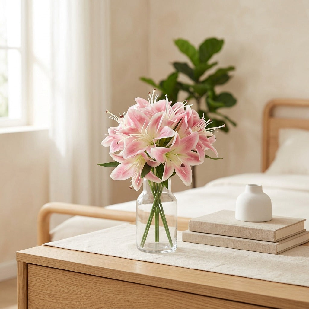 Lilyglow™ 6-Head Artificial Lily Bouquet in a calm home setting