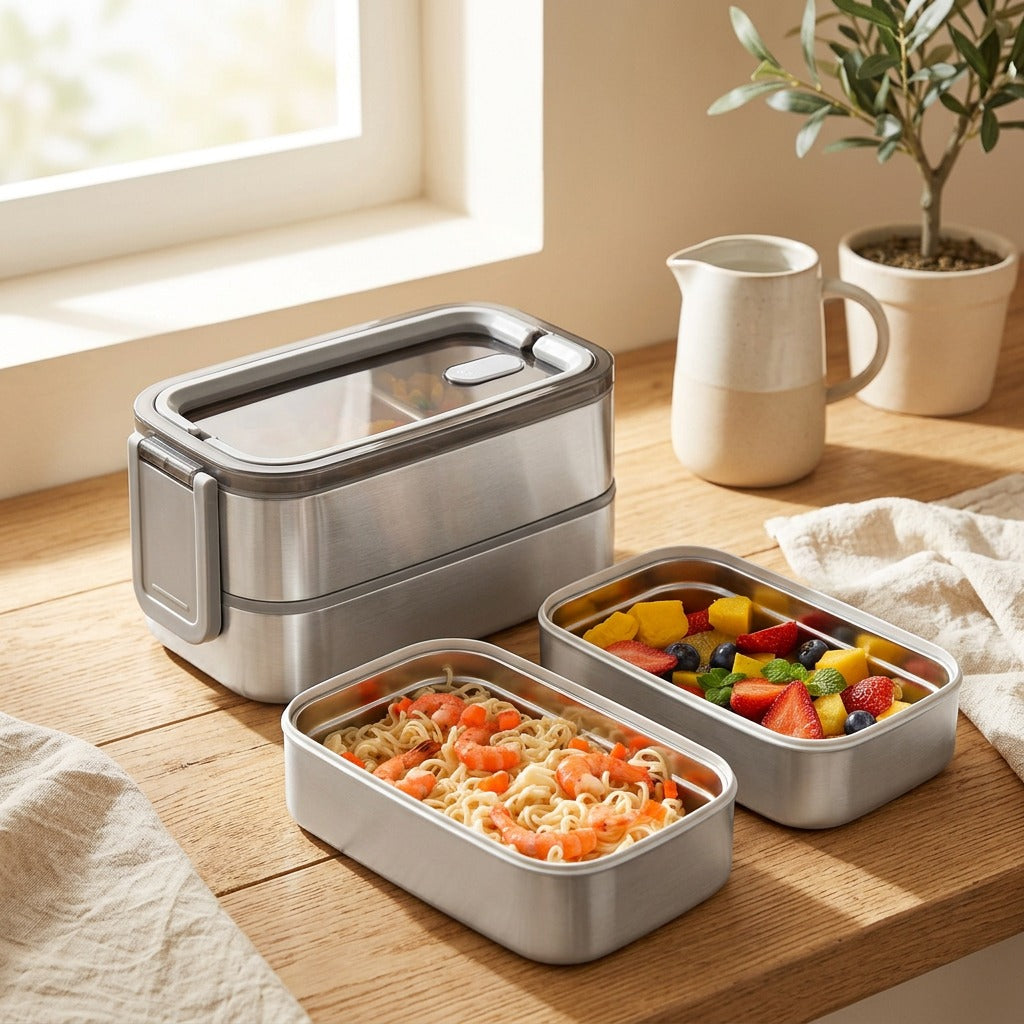 Mealbox™ 304 Stainless Steel Lunch Box in a calm home setting