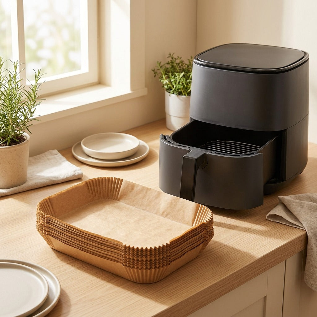 Panpaper™ Rectangular Air Fryer Paper in a calm home setting