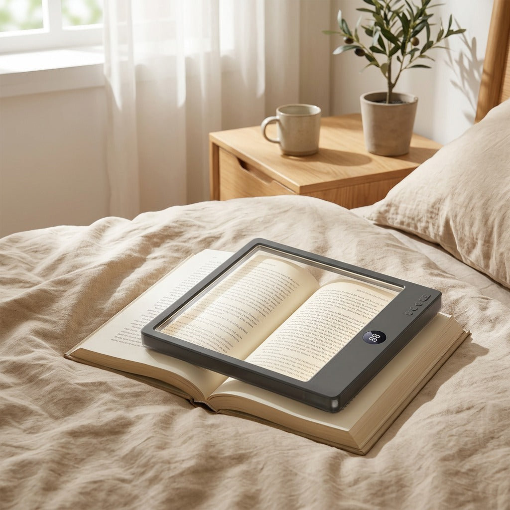 Readglow™ Rechargeable LED Reading Lamp in a calm home setting