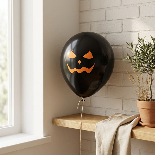 Booair™ 12-Inch Halloween Latex Balloons in a calm home setting