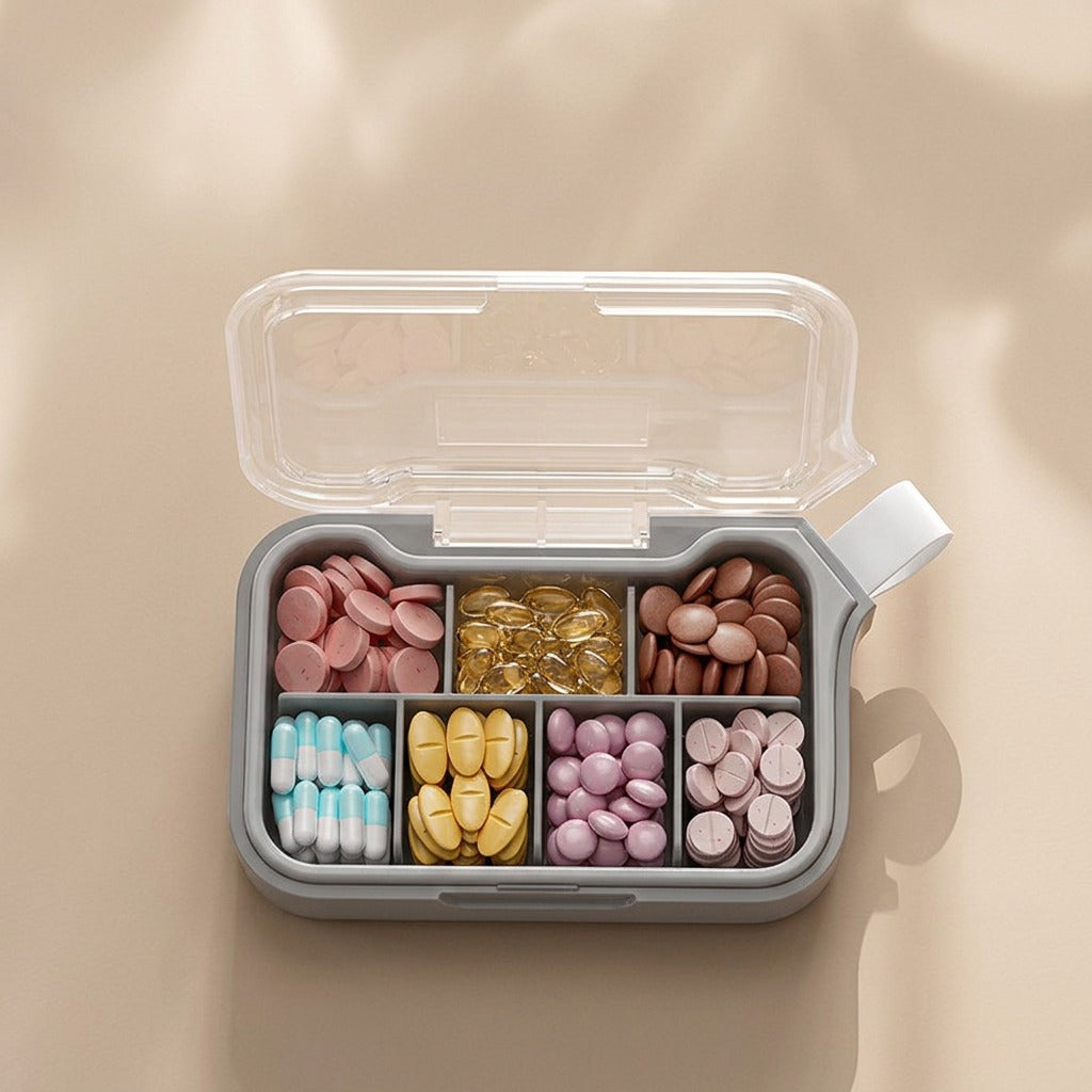 Dosecove™ Portable PP Pill Box, material and detail close-up