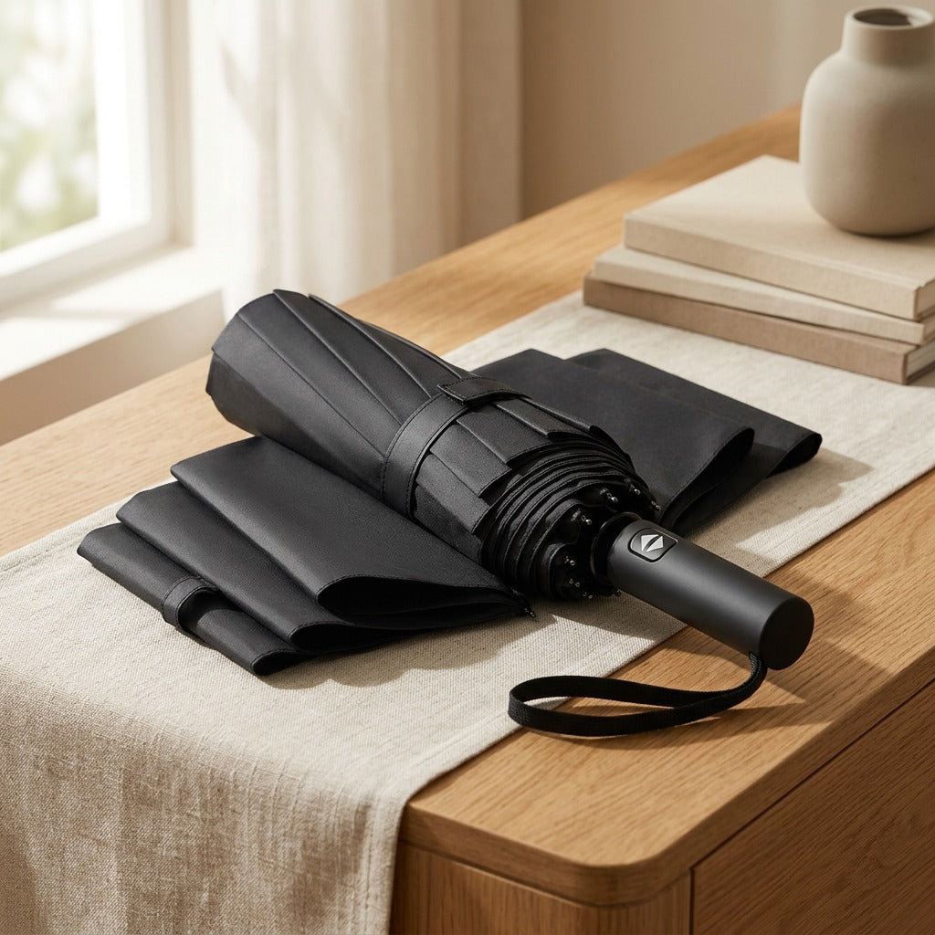 Ribshield™ 24-Rib Fully Automatic Folding Umbrella, styled close view