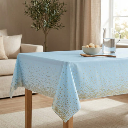 Festoon™ Plastic Holiday Party Tablecloth, styled close view