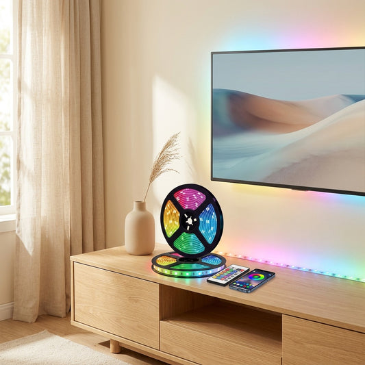 Usbloom™ 5050 RGB USB Light Strip in a calm home setting