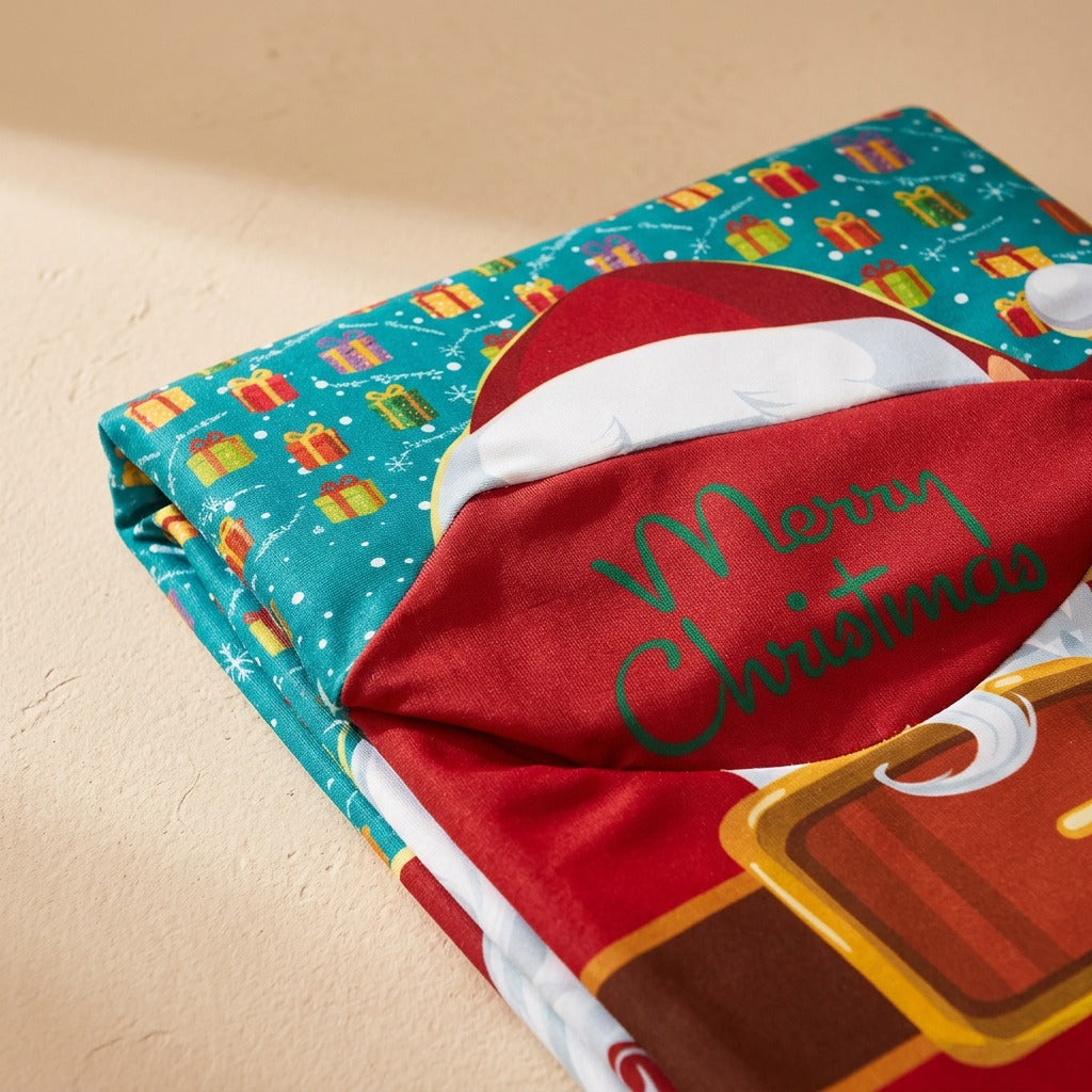 Merrycover™ Christmas Polyester Dining Chair Cover, material and detail close-up