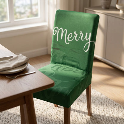 Merrycover™ Christmas Polyester Dining Chair Cover, styled close view