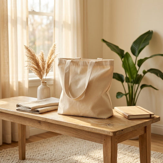 Canvascarry™ 12 Polyester Cotton Canvas Bag in a calm home setting