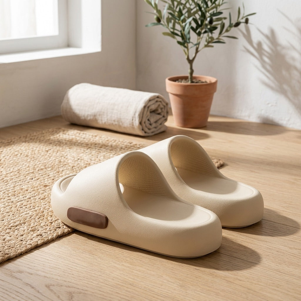 Homefloat™ EVA Home Flip-Flop Slippers in a calm home setting