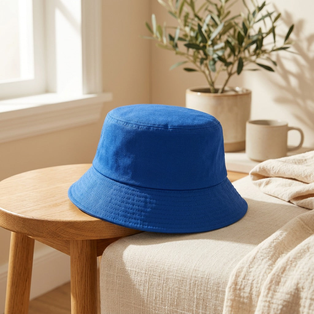 Sunspread™ Wide-Brim Fisherman Hat in a calm home setting
