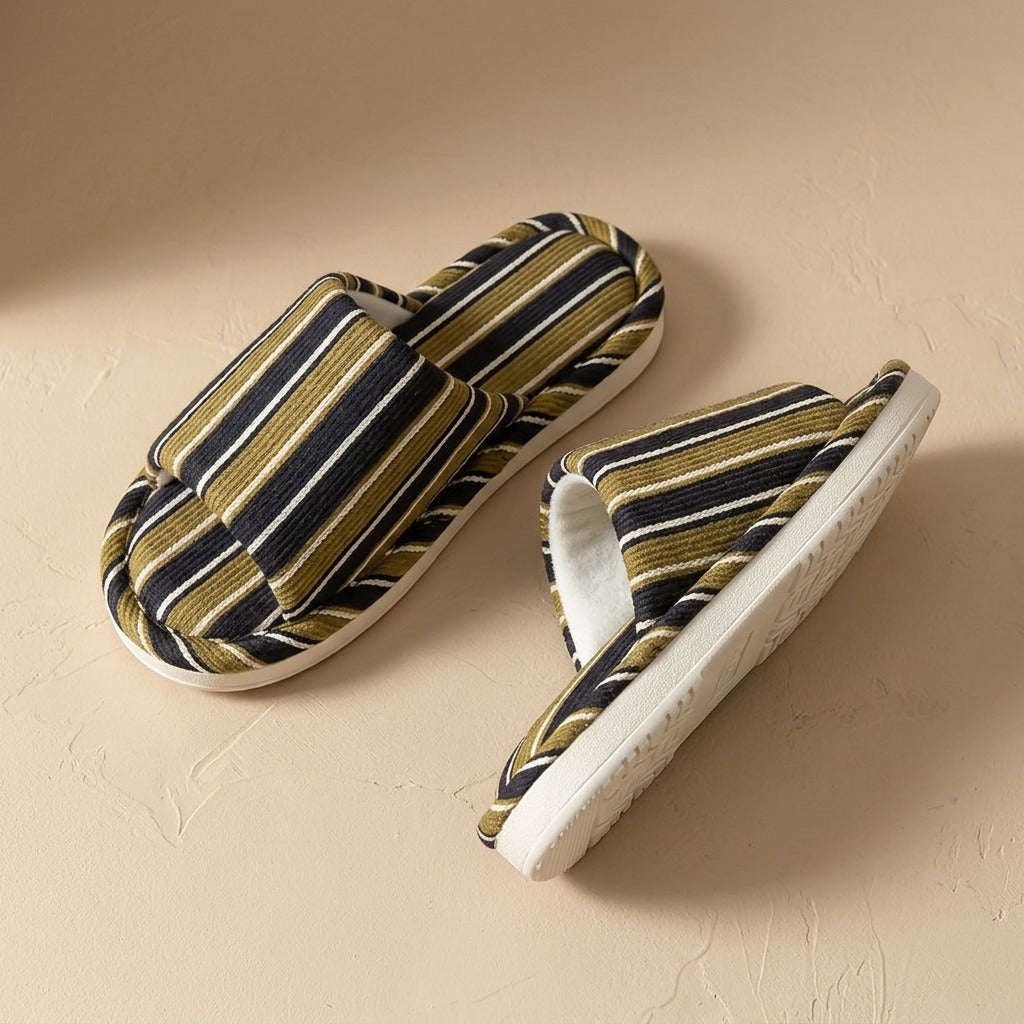 Stripestep™ Striped PVC Sole House Slippers, material and detail close-up