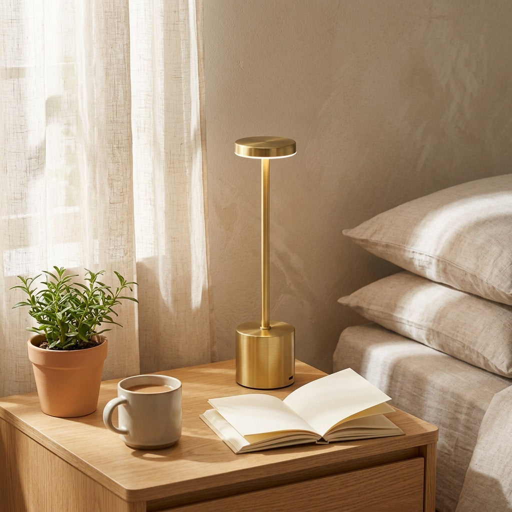Deskgleam™ USB Charging Metal Desk Lamp in a calm home setting