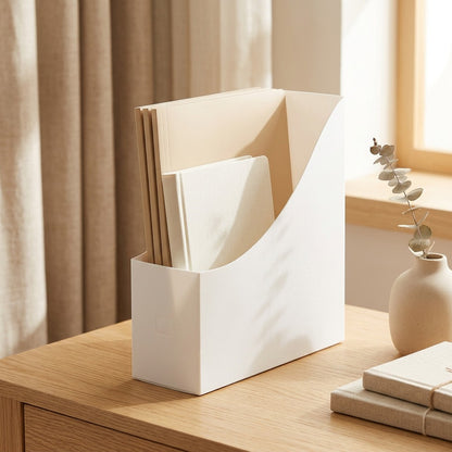 Foldbook™ Foldable Plastic Book Storage Box in a calm home setting