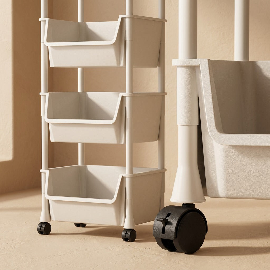 Rollrack™ Plastic Trolley Storage Rack, material and detail close-up