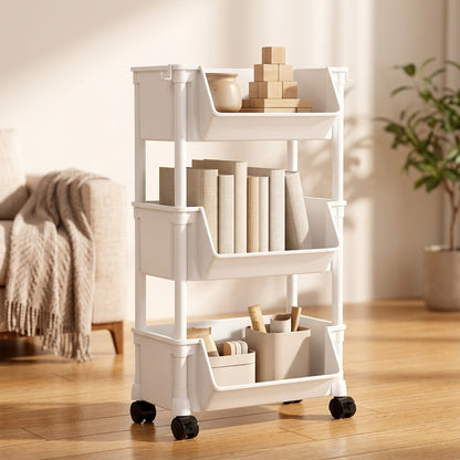 Rollrack™ Plastic Trolley Storage Rack, styled close view