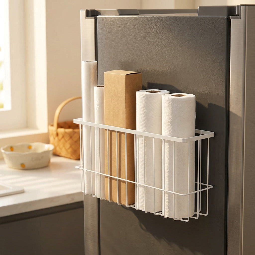 Fridgelatch™ Magnetic Refrigerator Storage Rack, styled close view