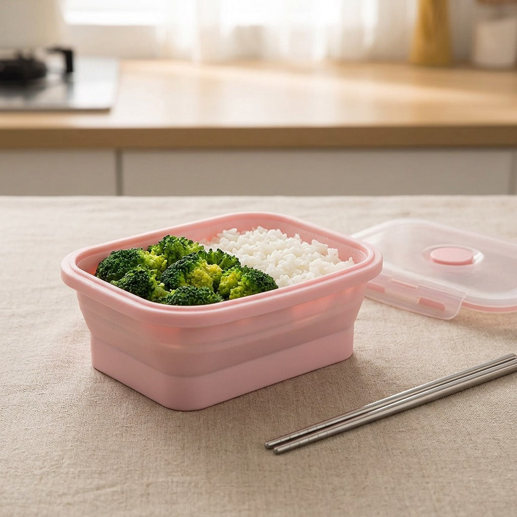 Warmfold™ Silicone Microwave Lunch Box, styled close view