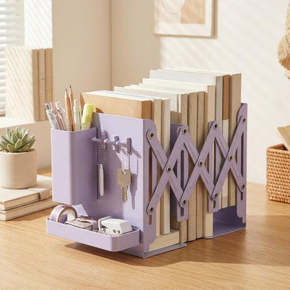 Bookcubby™ Metal Desktop Book Storage Rack in a calm home setting