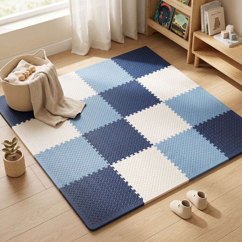 Leafcush™ EVA Foam Leaf-Patterned Floor Mat in a calm home setting