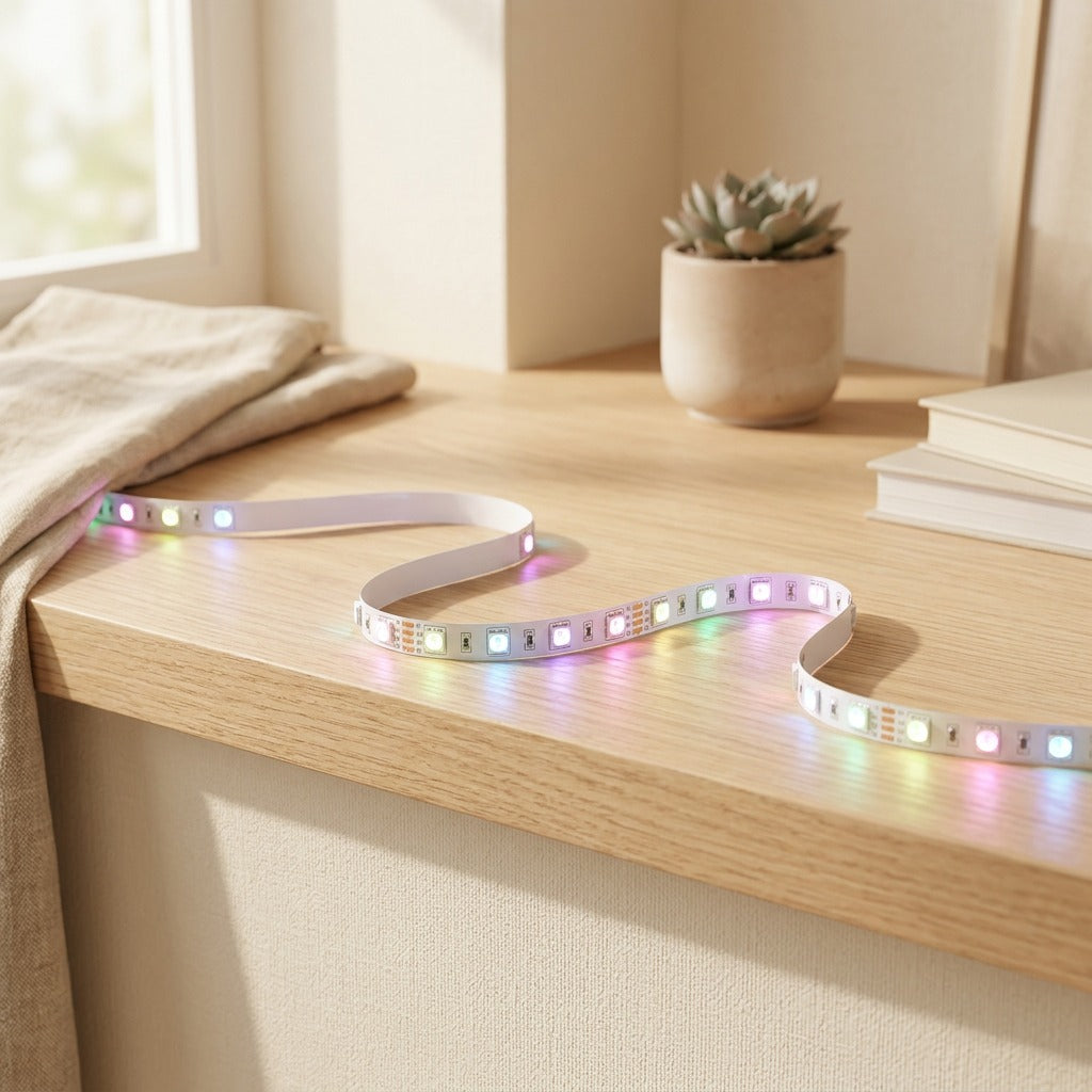 Glowwash™ 5V RGB LED Light Strip in a calm home setting