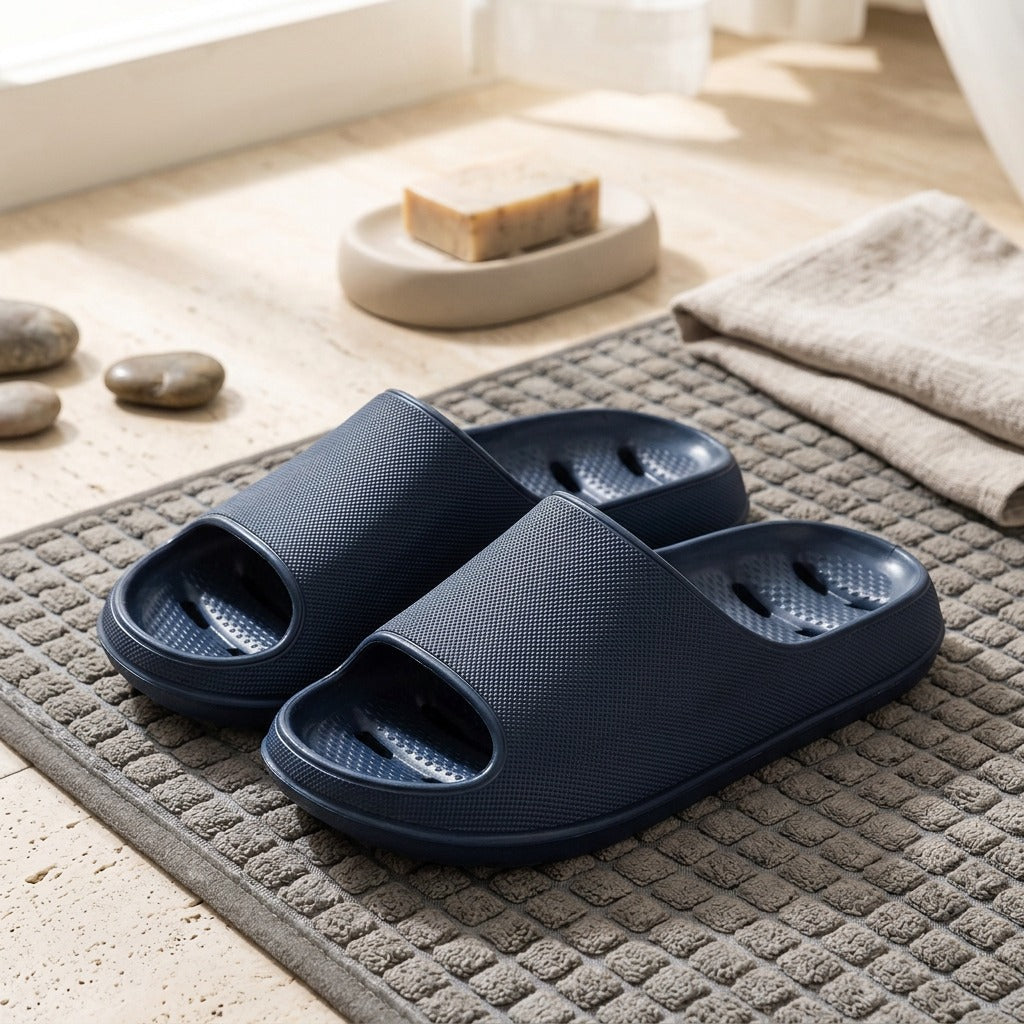 Showerdrift™ EVA Foam Shower Slide Sandals, styled close view