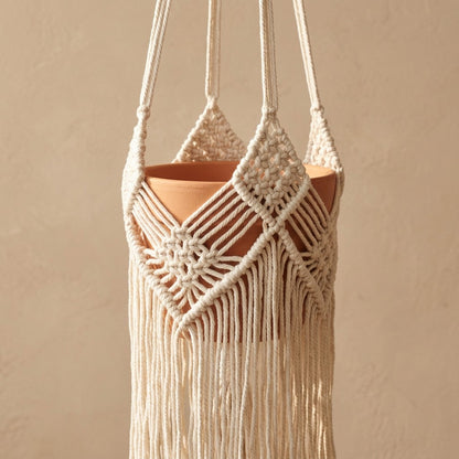 Ropeloft™ Cotton Rope Hanging Basket Net, material and detail close-up