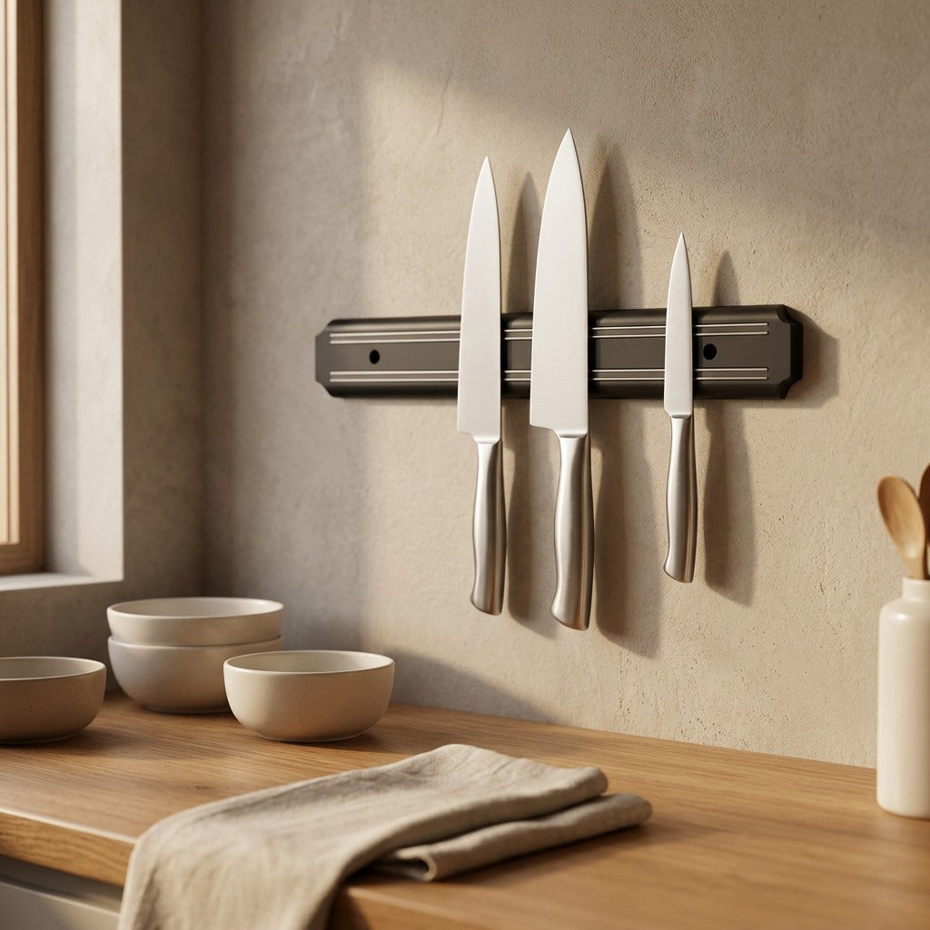 Rackblade™ Magnetic Knife Holder Plastic Kitchen Rack, styled close view