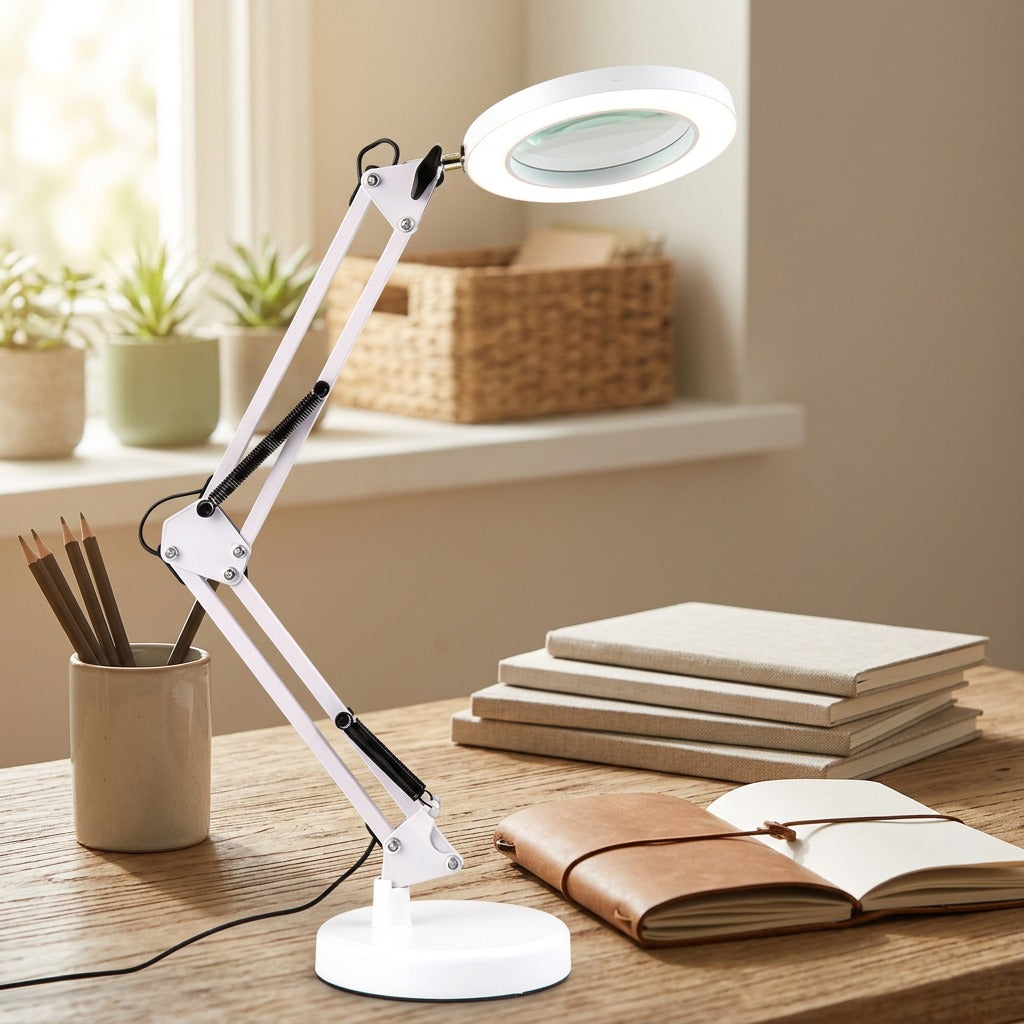 Longbeam™ Long Arm LED Table Lamp, styled close view
