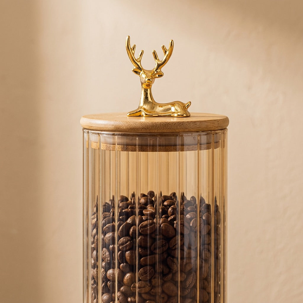 Elkkeep™ Elk-Handle Glass Storage Jar, material and detail close-up