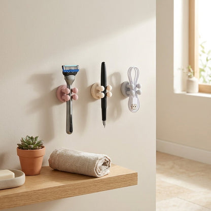 Softpeg™ 3-Pack Silicone Wall Hanging Hooks in a calm home setting