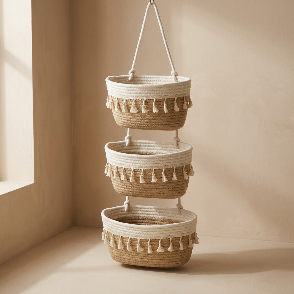 Cottonest™ Three-Layer Cotton Hanging Storage Basket