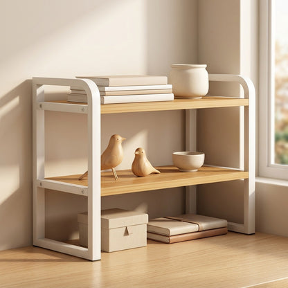 Booktier™ Desktop Bookshelf With 3 Layers, styled close view