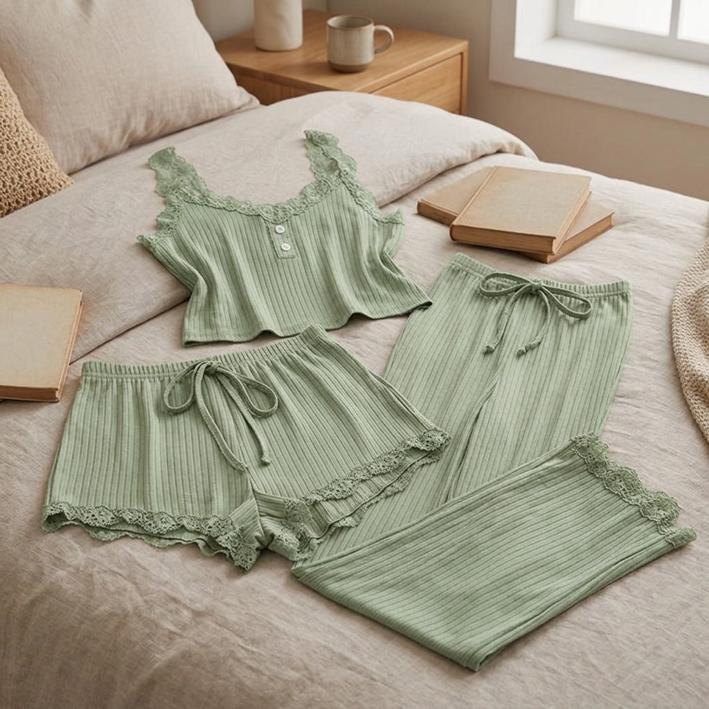Laceease™ Lace Camisole Shorts Pajama Set, styled close view
