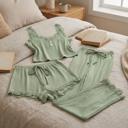 Laceease™ Lace Camisole Shorts Pajama Set, styled close view