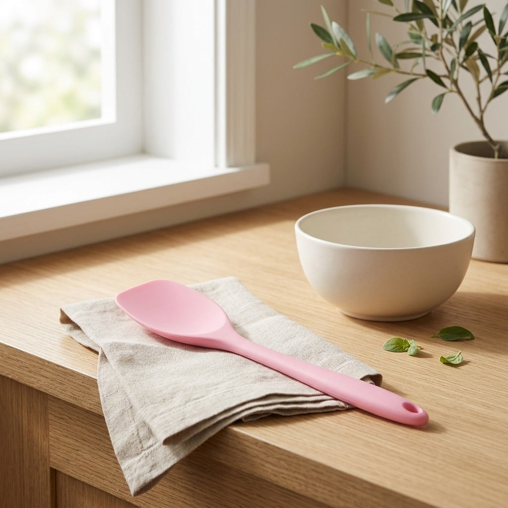 Flexstir™ Silicone Cooking Spatula in a calm home setting