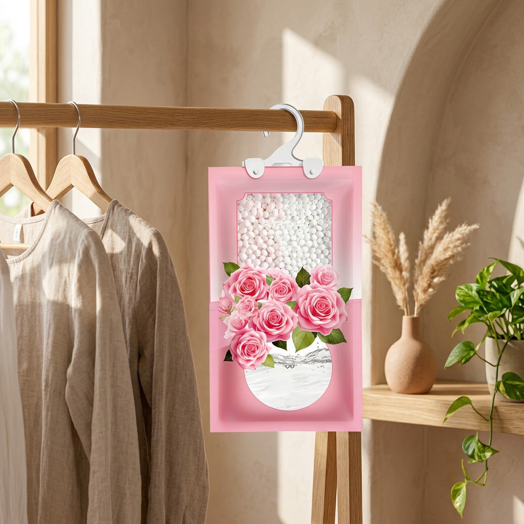 Drypocket™ Hanging Dehumidification Bag in a calm home setting