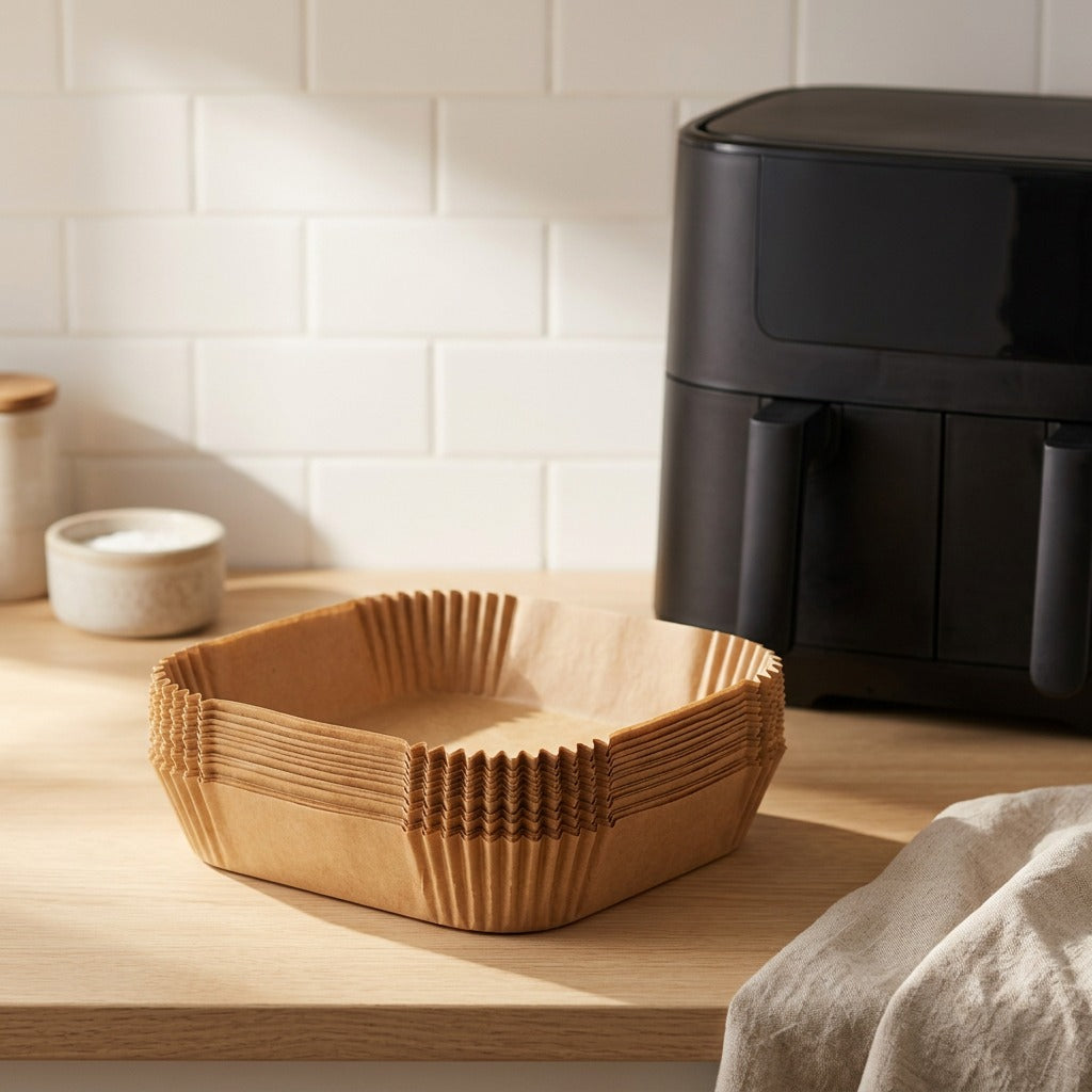 Linerleaf™ Silicone Paper Air Fryer Liners, styled close view