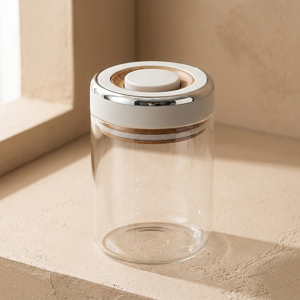 Jarlock™ Vacuum-Sealed Glass Storage Jar, material and detail close-up