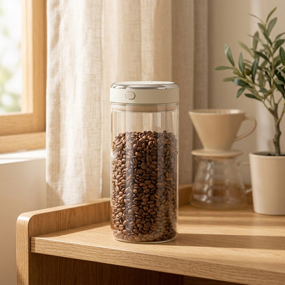 Jarlock™ Vacuum-Sealed Glass Storage Jar in a calm home setting