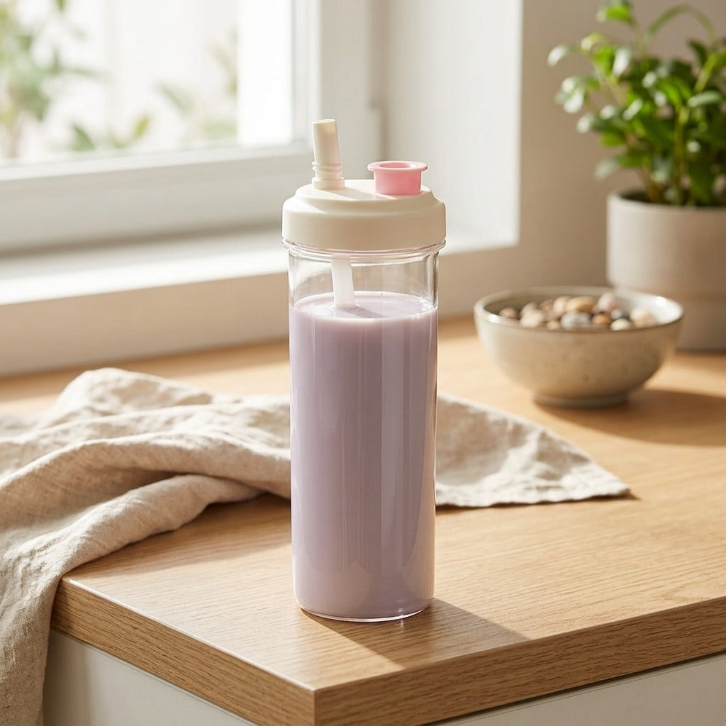 Sipclear™ Borosilicate Glass Milk Tea Cup in a calm home setting