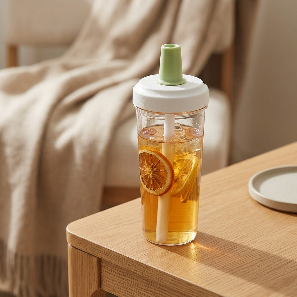 Sipclear™ Borosilicate Glass Milk Tea Cup, styled close view