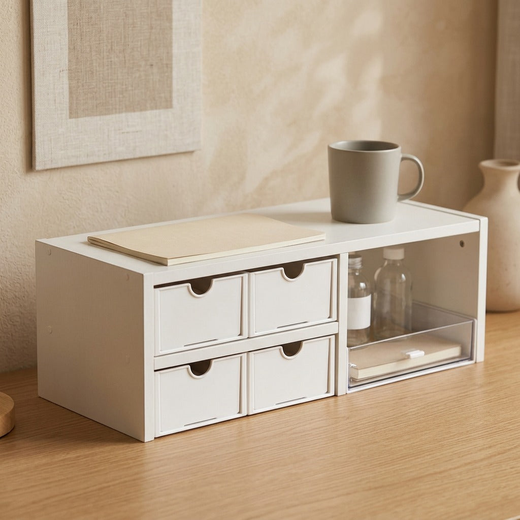Tierledge™ Double-Layer Desktop Storage Rack, styled close view