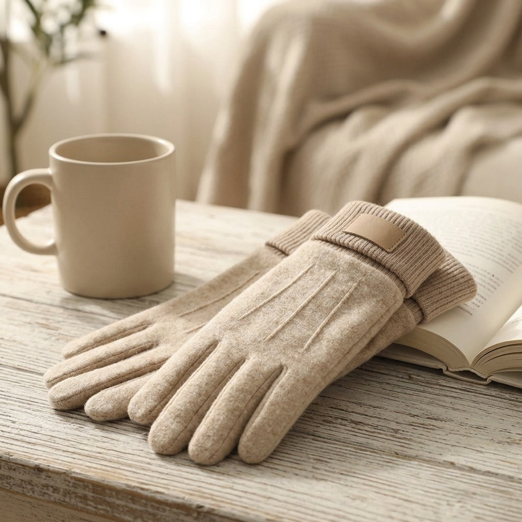 Fleecetap™ Winter Fleece-Lined Touchscreen Gloves, styled close view