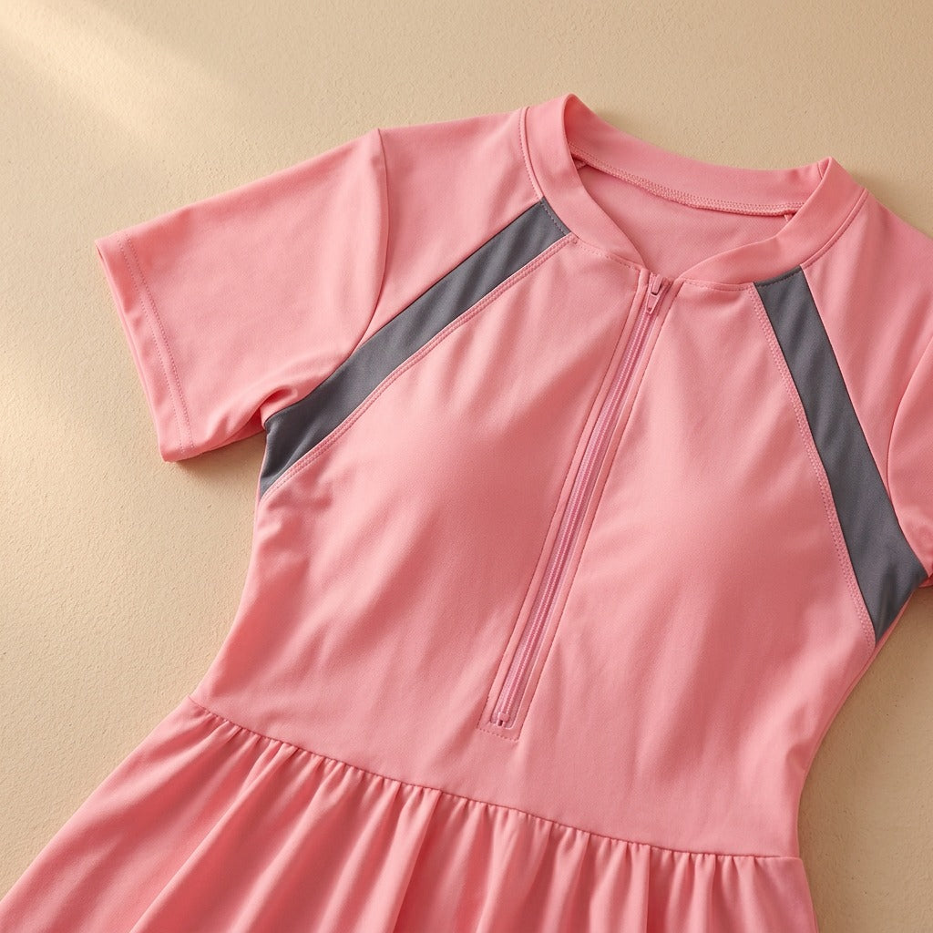 Sureswim™ Women's Conservative One-Piece Swimsuit, material and detail close-up