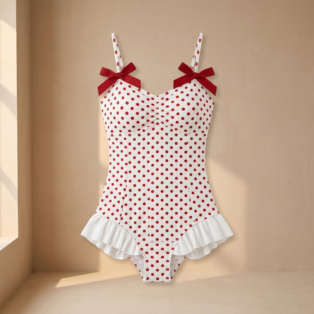 Dotfloat™ Polka Dot Skirt-Style One-Piece Swimsuit