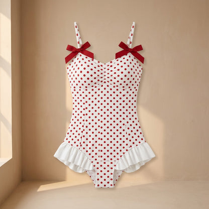 Dotfloat™ Polka Dot Skirt-Style One-Piece Swimsuit
