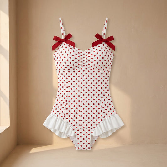 Dotfloat™ Polka Dot Skirt-Style One-Piece Swimsuit
