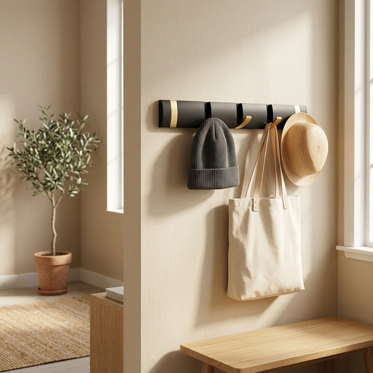 Foldhook™ Space Aluminum Folding Wall Hook in a calm home setting