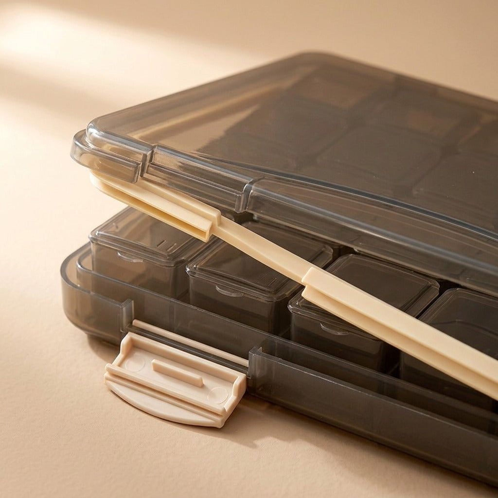 Dosehold™ ABS PP Silicone Medicine Box, material and detail close-up