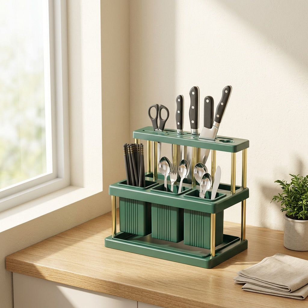 Slotnest™ Plastic Kitchen Knife Holder Rack in a calm home setting